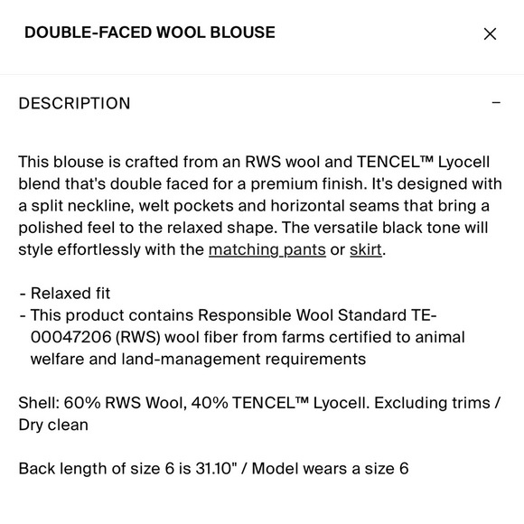 COS (NWT) Double-Faced Wool Blouse - Picture 4 of 11